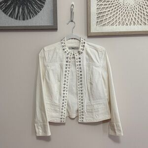 Chico's White Studded Jean Jacket